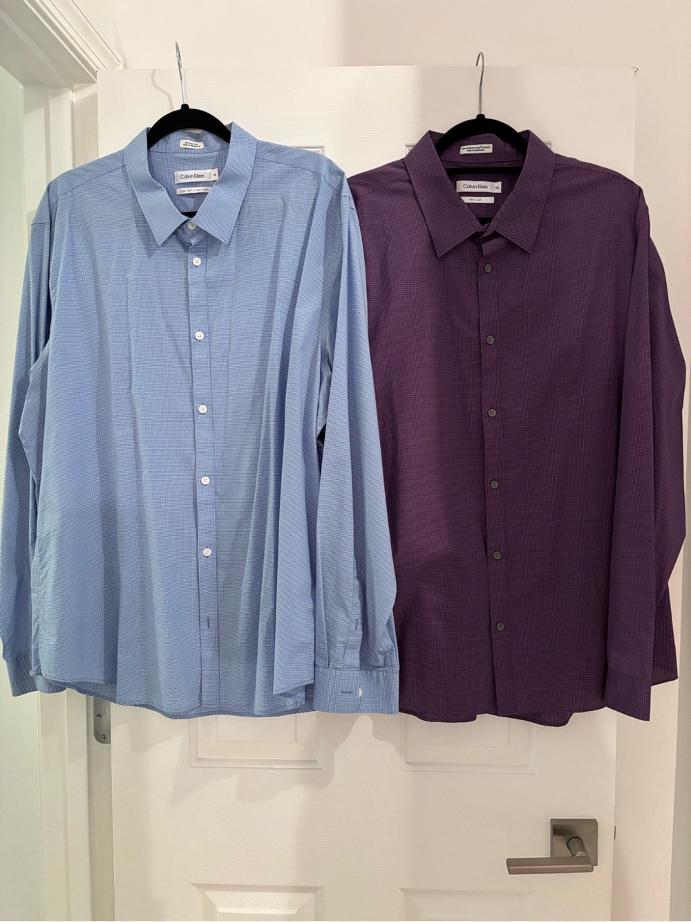 Bundle of 2 Calvin Klein No-Iron Dress Shirts- Plum & Light Blue $160- 2XL (XXL)